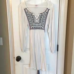 Long-sleeved White Boho Dress